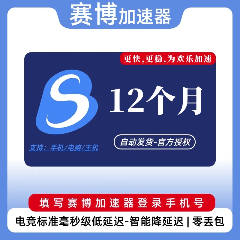 【账号直充】赛博网游加速器『12个月』
